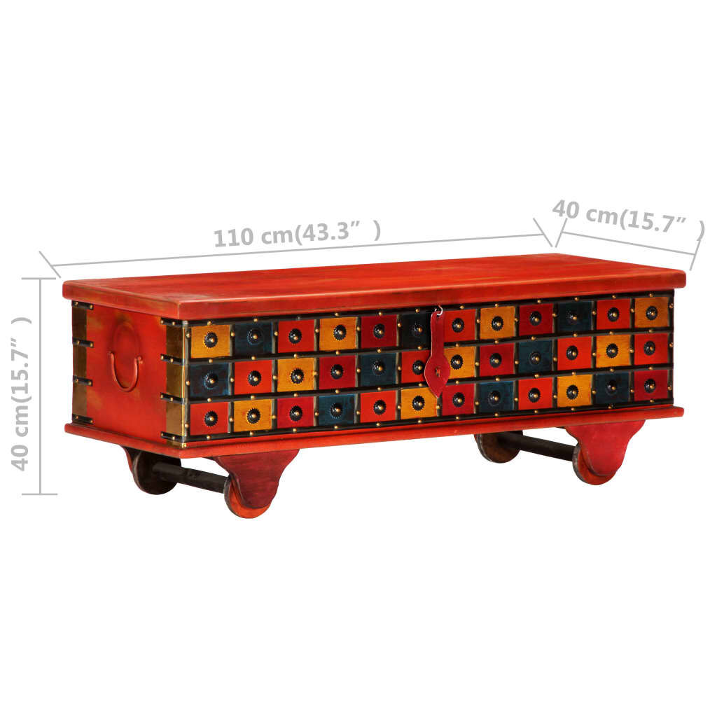 vidaXL Μπαούλο Αποθήκευσης Κόκκινο 110x40x40 εκ. Μασίφ Ξύλο Ακακίας