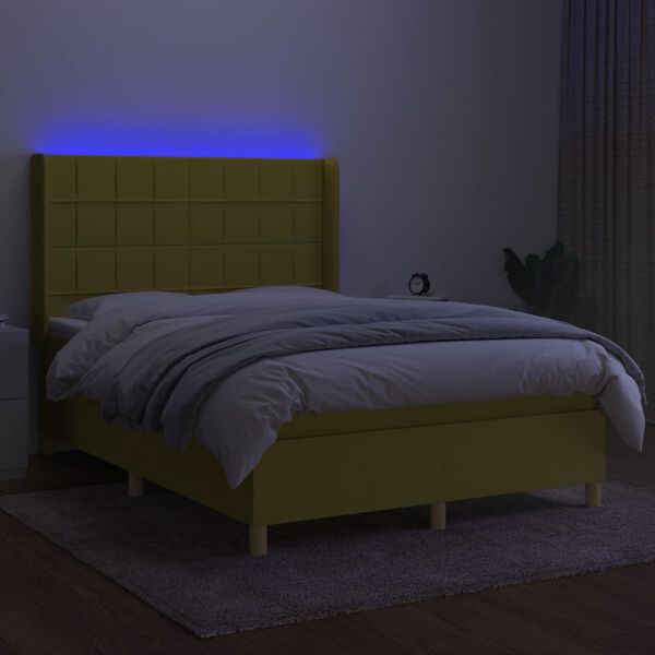 vidaXL &Kappa;&rho;&epsilon;&beta;ά&tau;&iota; Boxspring &mu;&epsilon; &Sigma;&tau;&rho;ώ&mu;&alpha; & LED &Pi;&rho;ά&sigma;&iota;&nu;&omicron; 140x200 &epsilon;&kappa; &Upsilon;&phi;&alpha;&sigma;&mu;ά&tau;&iota;&nu;&omicron;