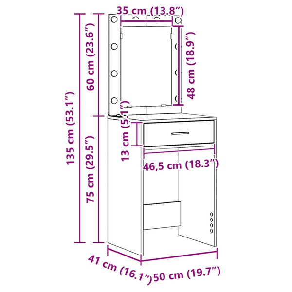 vidaXL Κομοδίνο Sonoma Δρυς 50 x 41 x 135 εκ Επεξεργασμένο ξύλο