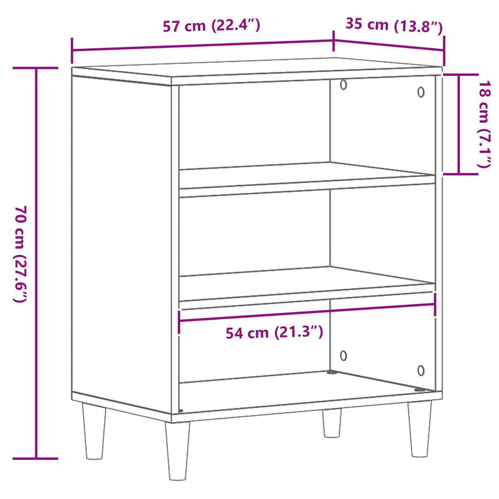 vidaXL Πλαϊνό Γραφείο Μαύρο Δρυς 57x35x70 εκ. Από ξύλο