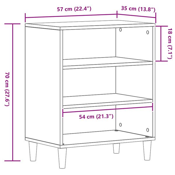 vidaXL Πλαϊνό Γραφείο Μαύρο Δρυς 57x35x70 εκ. Από ξύλο