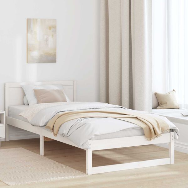 vidaXL Κρεβάτι Λευκό Ξύλο 90 x 200 cm Μινιμαλιστικό Κρεβάτι Ορθογώνιο