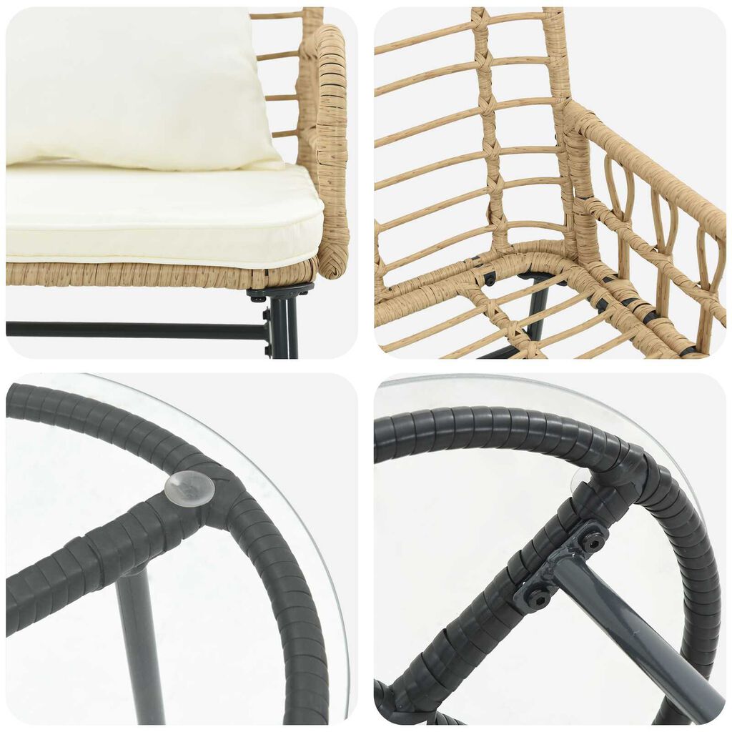vidaXL Σέτ φαγητού για κήπο 3 pcs Μαύρο, Ανθρακί 35 x 35 x 45 εκ