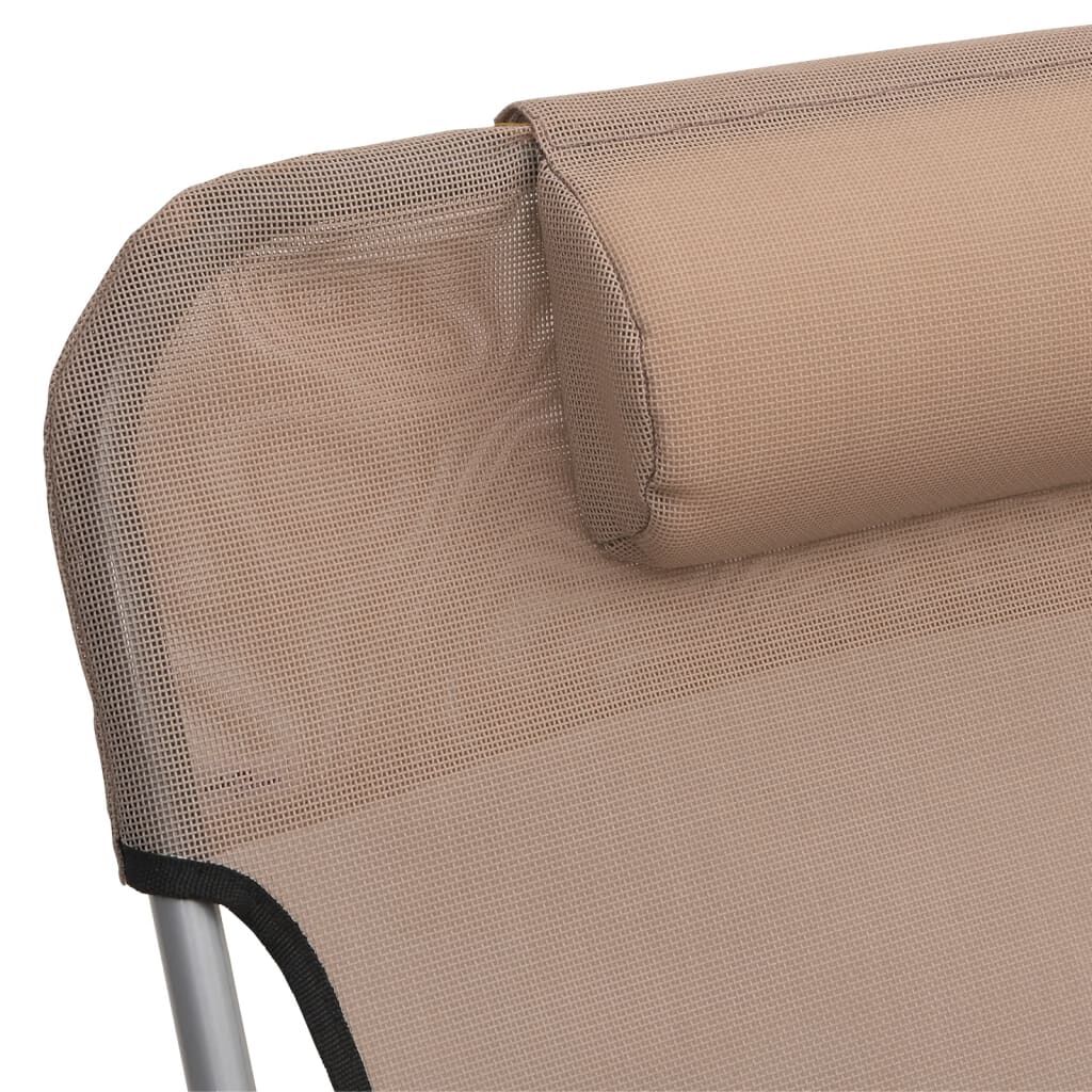 vidaXL Ξαπλώστρες Πτυσσόμενες 2 τεμ. Taupe από Textilene & Ατσάλι