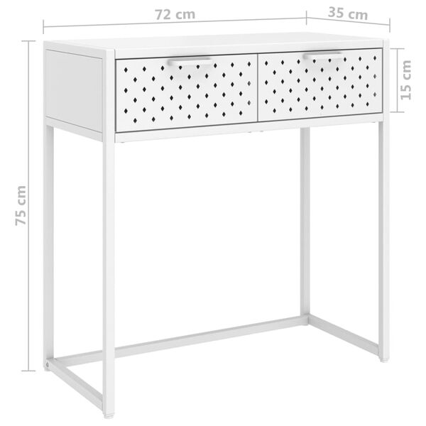 vidaXL Τραπέζι Κονσόλα Λευκό 75 x 35 x 75 εκ. από Ατσάλι