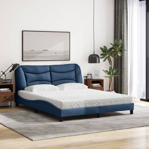 vidaXL Κρεβάτι Μπλε 160x200 εκ. Υφασμάτινο