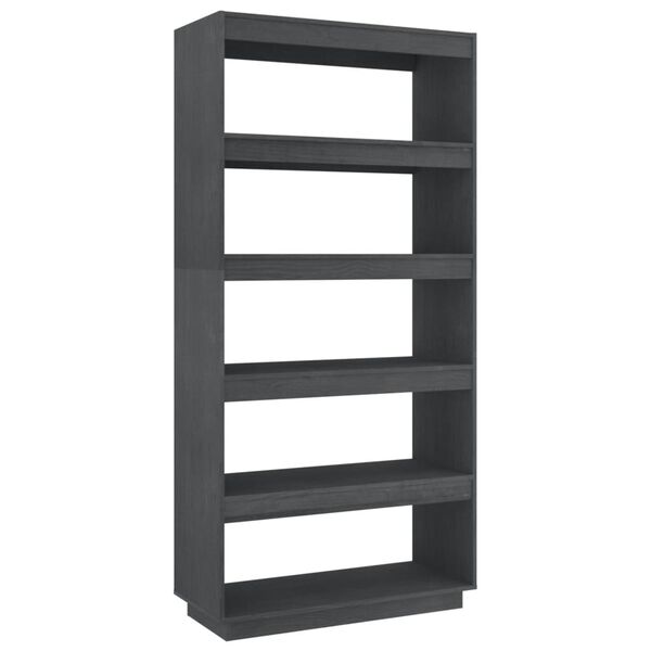 vidaXL Βιβλιοθήκη/Διαχωρ. Χώρου Γκρι 80x35x167 εκ. Μασίφ Ξύλο Πεύκου