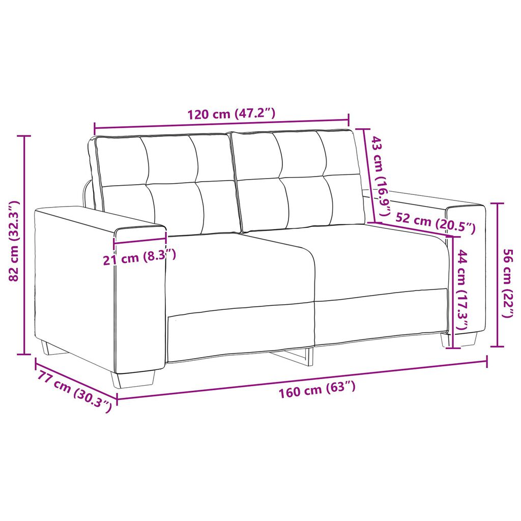 vidaXL Καναπές Loveseat Κρεμ 120 εκ Βελούδο