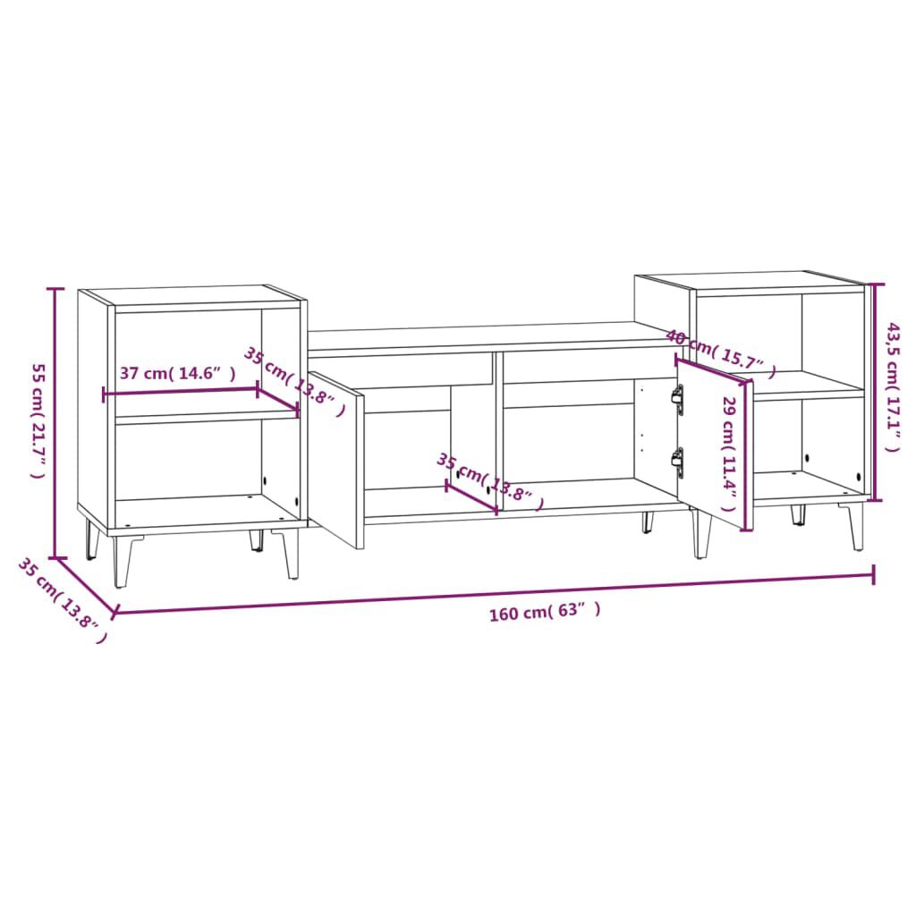 vidaXL Έπιπλο Τηλεόρασης Λευκό 160 x 35 x 55 εκ. Επεξεργασμένο Ξύλο