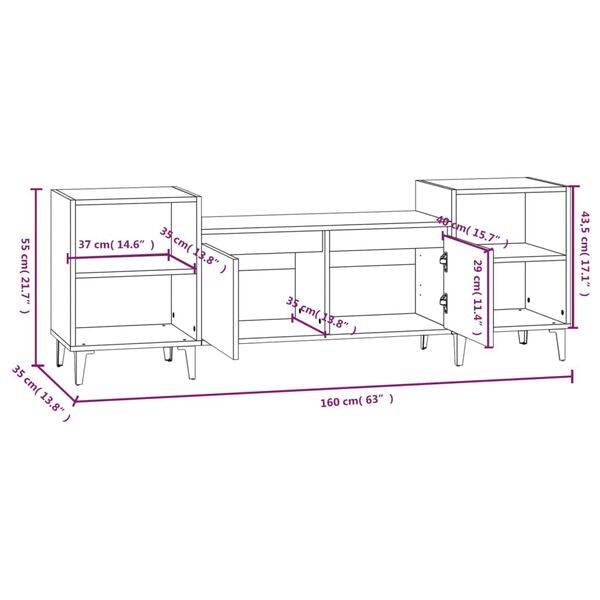 vidaXL Έπιπλο Τηλεόρασης Λευκό 160 x 35 x 55 εκ. Επεξεργασμένο Ξύλο