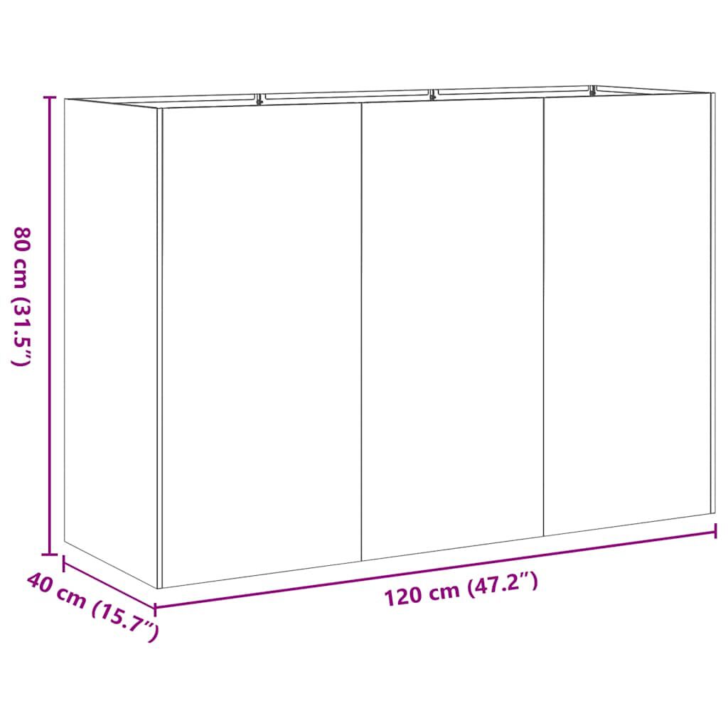 vidaXL Ζαρντινιέρα Λαδί 120x40x80 εκ. από Χάλυβα Ψυχρής Έλασης
