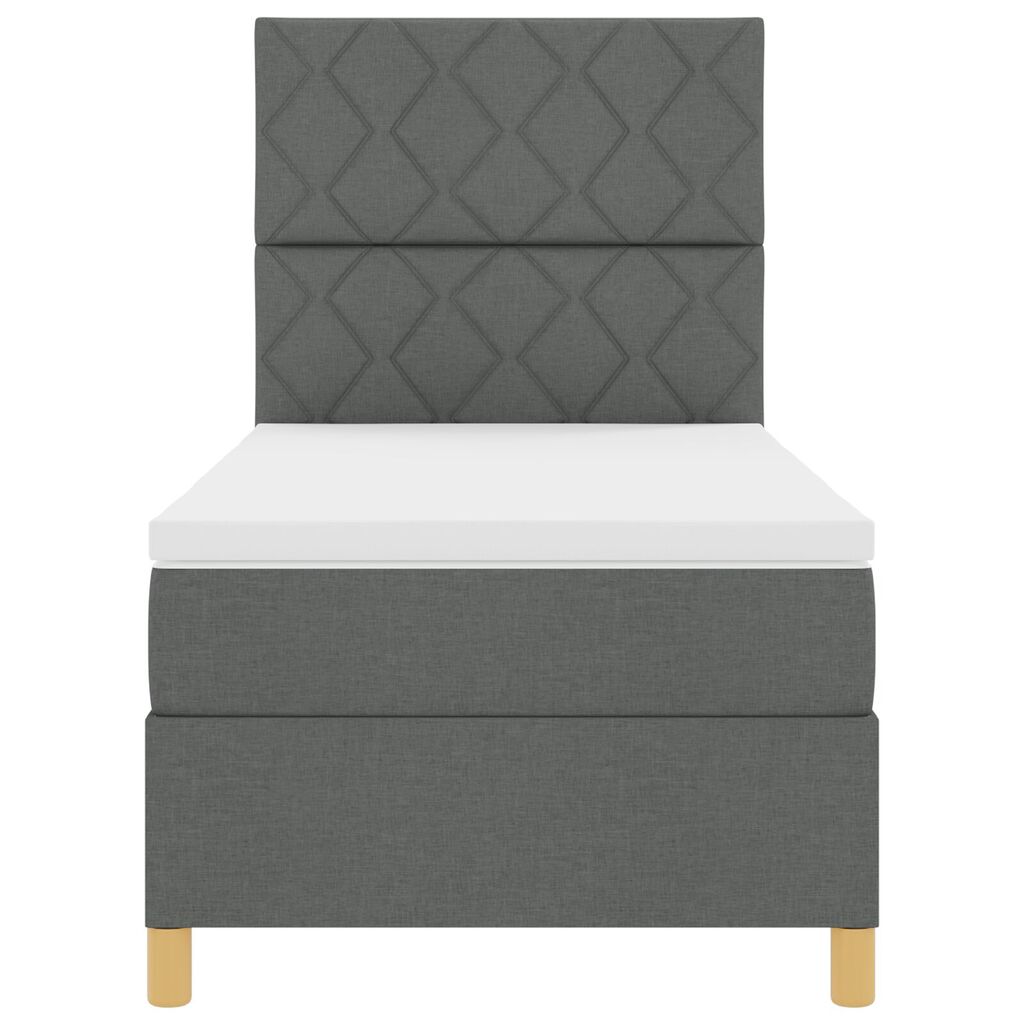 vidaXL Κρεβάτι Box Spring με Στρώμα Σκούρο Γκρι 100x200 εκ. Ύφασμα