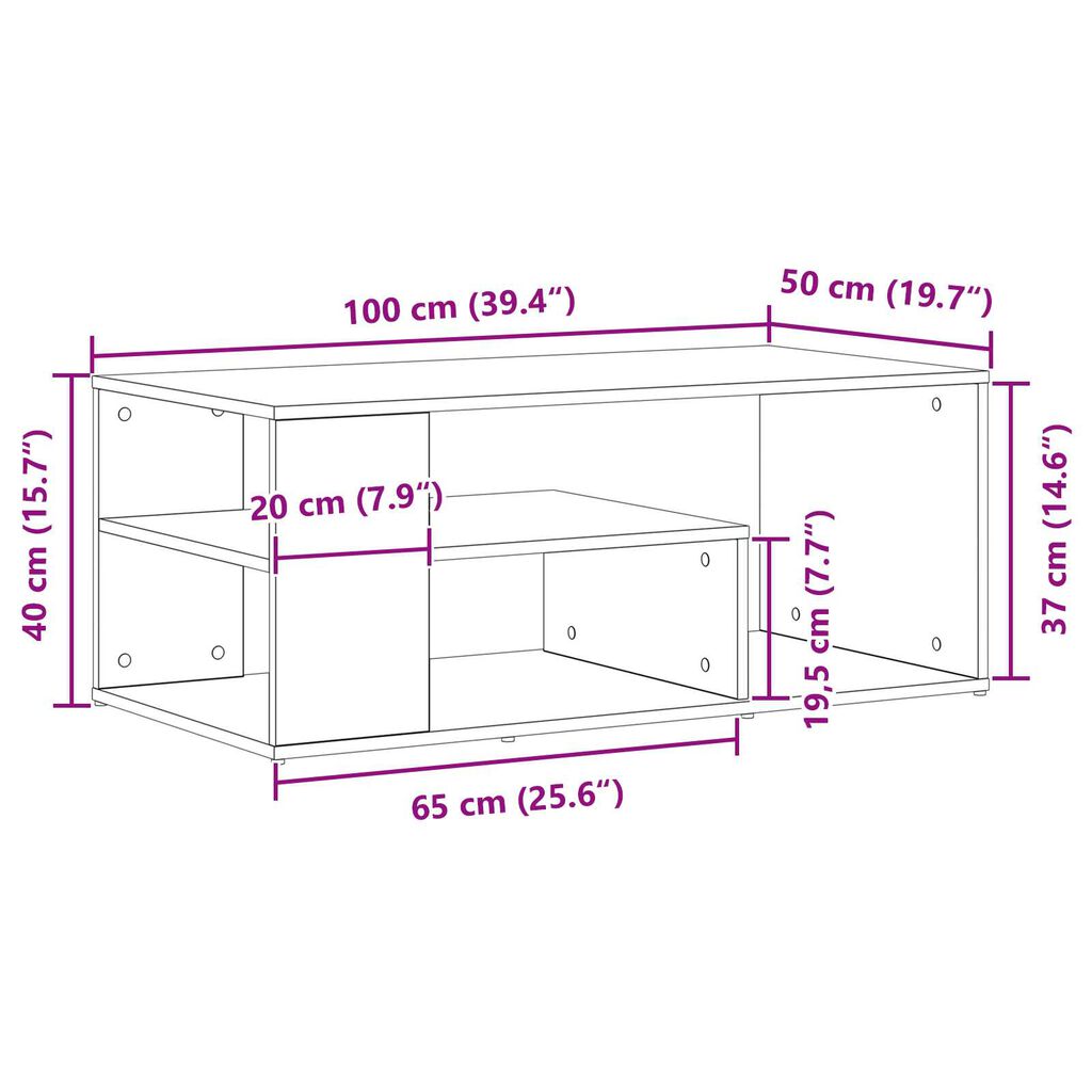 vidaXL Τραπεζάκι σαλονιού Μαύρη δρυς 100 x 50 x 40 cm
