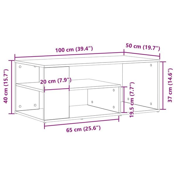 vidaXL Τραπεζάκι σαλονιού Μαύρη δρυς 100 x 50 x 40 cm