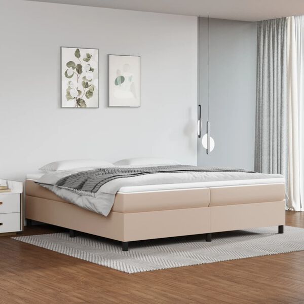 vidaXL Κρεβάτι Boxspring με Στρώμα Καπουτσίνο 200x200εκ.από Συνθ.Δέρμα