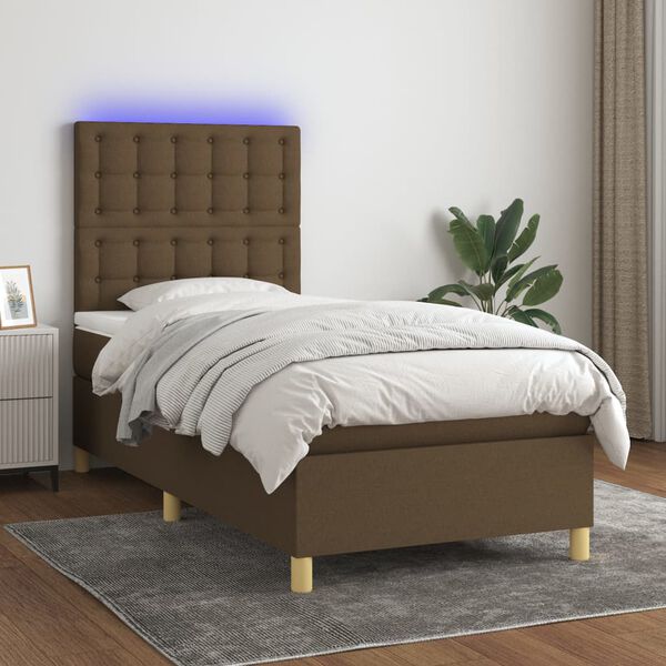 vidaXL &Kappa;&rho;&epsilon;&beta;ά&tau;&iota; Boxspring &mu;&epsilon; &Sigma;&tau;&rho;ώ&mu;&alpha; & LED &Sigma;&kappa;.&Kappa;&alpha;&phi;έ 90x200 &epsilon;&kappa;. &Upsilon;&phi;&alpha;&sigma;&mu;ά&tau;&iota;&nu;&omicron;
