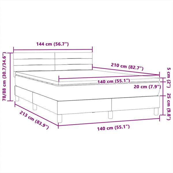 vidaXL Κρεβάτι Boxspring με Στρώμα Σκούρο Μπλε 140x210 εκ. Βελούδινο