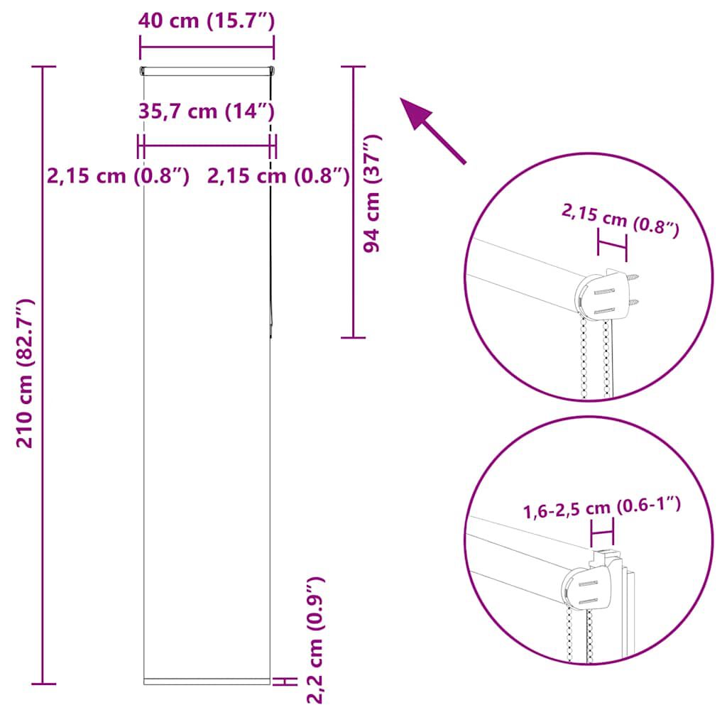 vidaXL Ρολέρ Μπλακάουτ ανοιχτό γκρι 40x210εκ. Πλάτος υφάσματος 35,7εκ.
