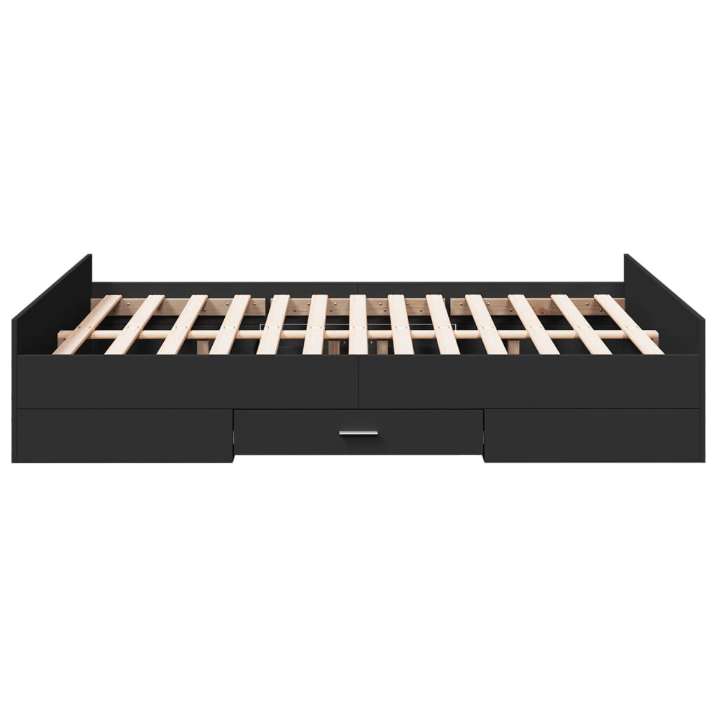 vidaXL Πλαίσιο Κρεβατιού με Συρτάρια Μαύρο 120x190 εκ Επεξεργ. Ξύλο