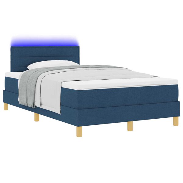vidaXL Κρεβάτι με Βάση & Στρώμα & LED Μπλε 120x200 εκ. Ύφασμα