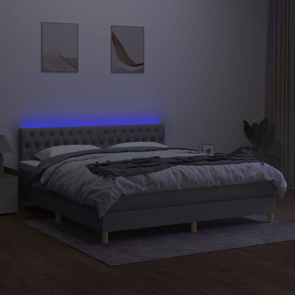 vidaXL &Kappa;&rho;&epsilon;&beta;ά&tau;&iota; Boxspring &mu;&epsilon; &Sigma;&tau;&rho;ώ&mu;&alpha; & LED &Alpha;&nu;.&Gamma;&kappa;&rho;&iota; 160x200 &epsilon;&kappa; &Upsilon;&phi;&alpha;&sigma;&mu;ά&tau;&iota;&nu;&omicron;