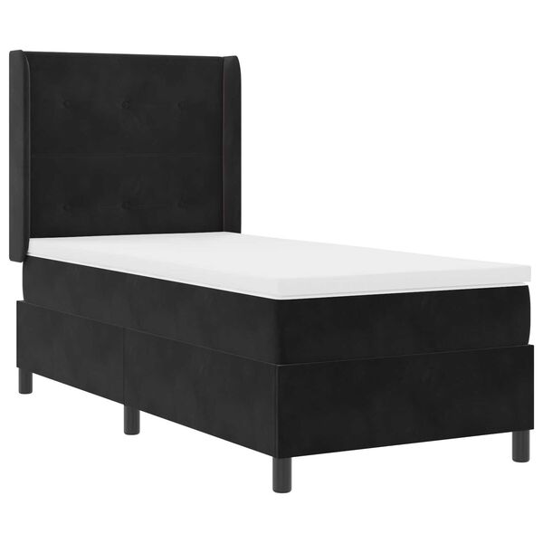 vidaXL Κρεβάτι Box Spring με Στρώμα & LED Μαύρο 80x200 εκ Βελούδο