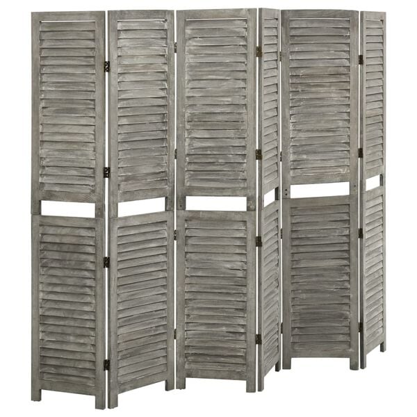 vidaXL Διαχωριστικό Δωματίου με 6 Πάνελ Γκρι 214 x 166 εκ. Μασίφ Ξύλο