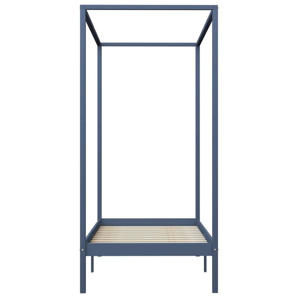 vidaXL Πλαίσιο Κρεβατιού με Ουρανό/2 Συρτάρια Γκρι 90 x 200 εκ. Πεύκο