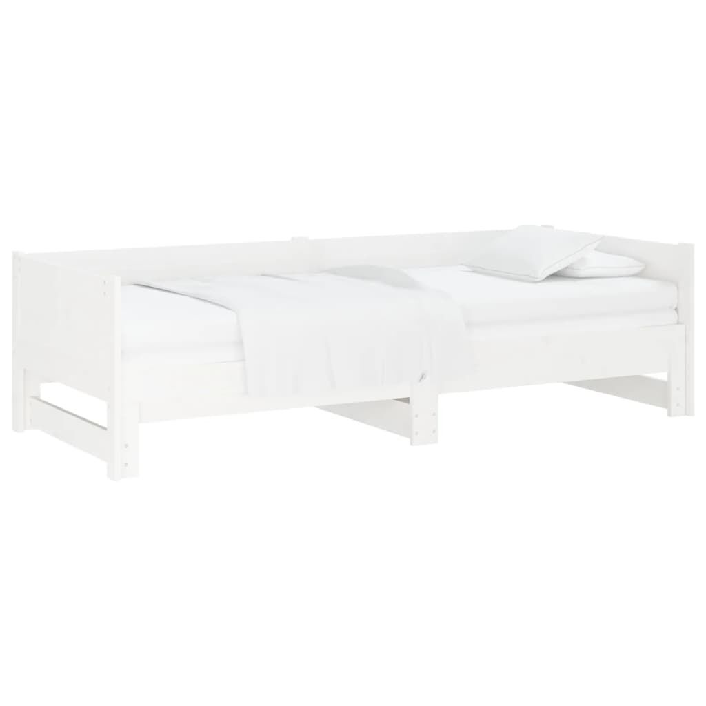 vidaXL Καναπές Κρεβάτι Συρόμενος Λευκός 2x(80x200) εκ. από Μασίφ Πεύκο