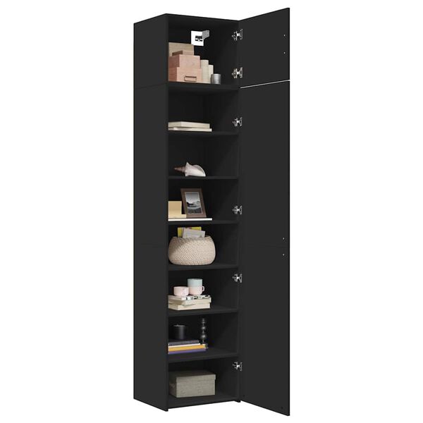 vidaXL Ντουλάπι Αποθήκευσης Στενό Μαύρο 50x42,5x225 εκ. Επεξεργ. Ξύλο