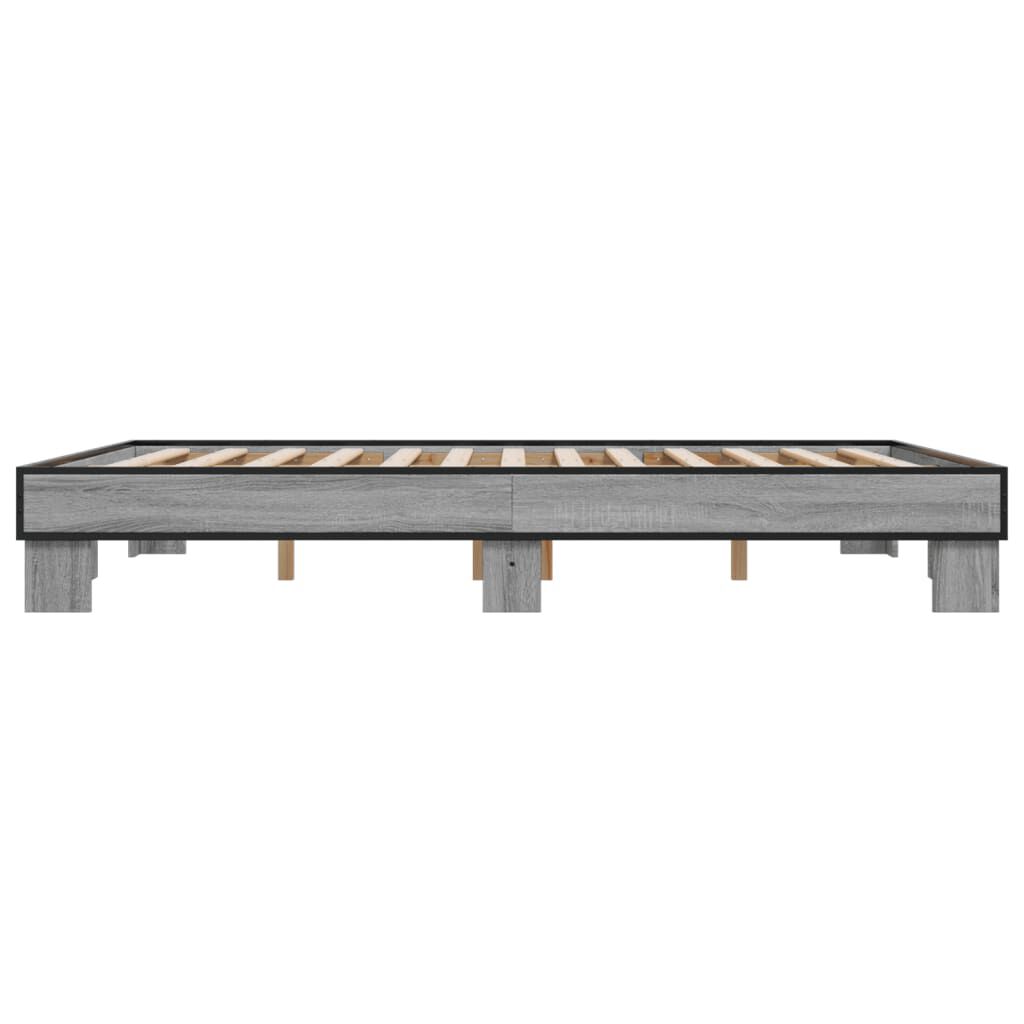 vidaXL Πλαίσιο Κρεβατιού Γκρι Sonoma 150x200 εκ. Επεξ. Ξύλο & Μέταλλο