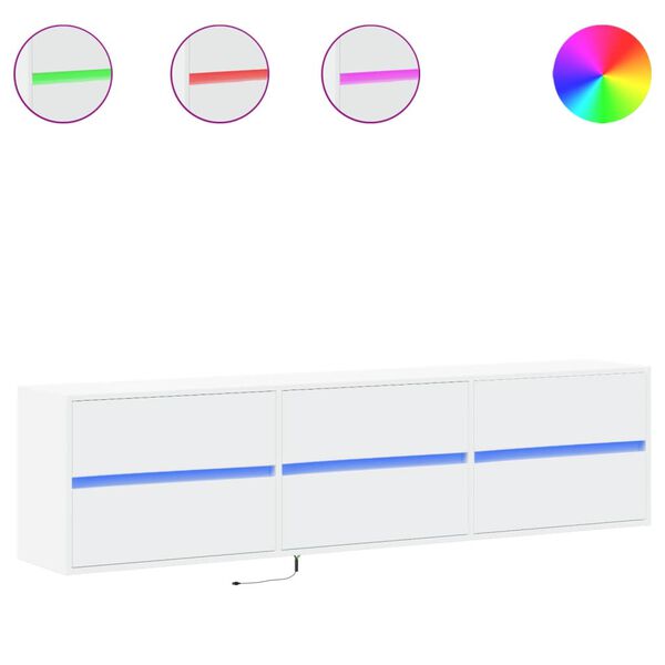 vidaXL Έπιπλο Τοίχου Τηλεόρασης με LED Λευκό 180x31x45 εκ.