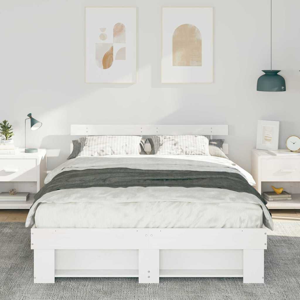 vidaXL Σκελετός Κρεβατιού Λευκό 160 x 200 cm Μασίφ ξύλο πεύκου