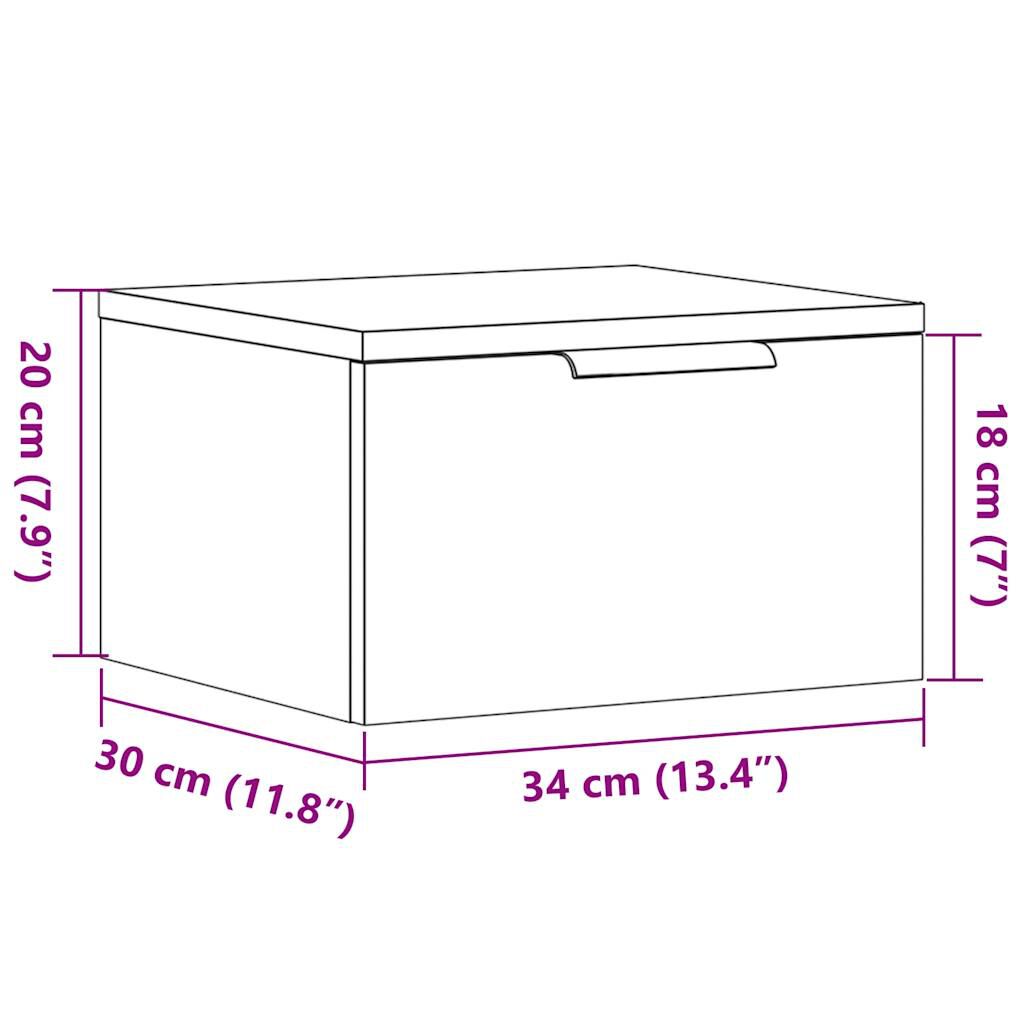 vidaXL Κομοδίνα Επιτοίχια 2 τεμ. Αρτισιανή Δρυς 34x30x20 εκ