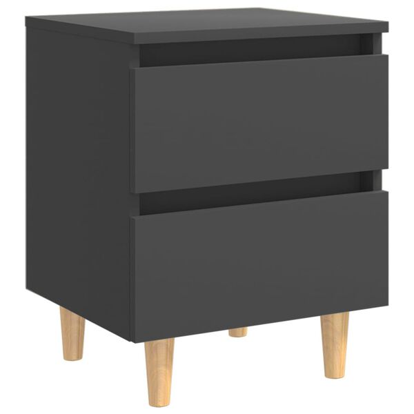 vidaXL Κομοδίνα 2 τεμ. Γκρι 40x35x50εκ. με Πόδια από Μασίφ Ξύλο Πεύκου