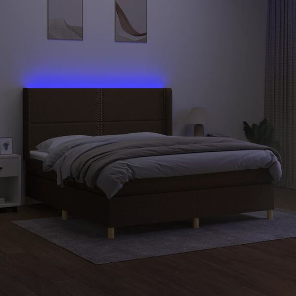 vidaXL &Kappa;&rho;&epsilon;&beta;ά&tau;&iota; Boxspring &mu;&epsilon; &Sigma;&tau;&rho;ώ&mu;&alpha; & LED &Sigma;&kappa;.&Kappa;&alpha;&phi;έ 180x200&epsilon;&kappa;. &Upsilon;&phi;&alpha;&sigma;&mu;ά&tau;&iota;&nu;&omicron;