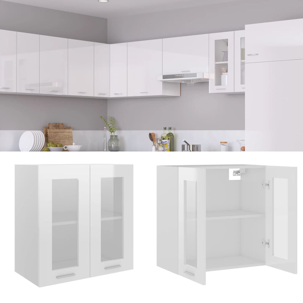 vidaXL Ντουλάπι Κρεμαστό με Τζάμι Lyon Γυαλ. Λευκό 60x31x60εκ.