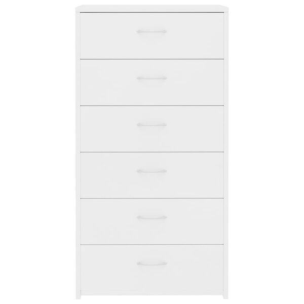 vidaXL Συρταριέρα με 6 Συρτάρια Λευκή 50 x 34 x 96 εκ. από Επεξ. Ξύλο