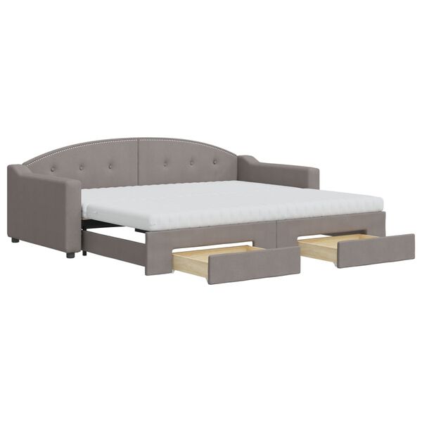 vidaXL Καναπές Κρεβάτι Συρόμενος Taupe 90x200 εκ. Ύφασμα & Συρτάρια