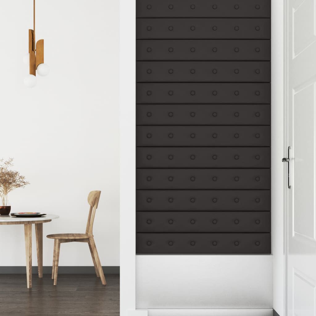 vidaXL Πάνελ Τοίχου 12 τεμ. Μαύρα 90 x 15 εκ. 1,62 μ² Συνθετικό Δέρμα