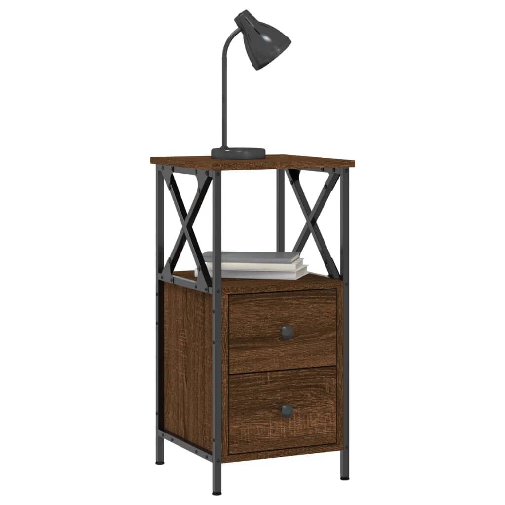 vidaXL Κομοδίνα 2 Τεμ. Καφέ Δρυς 34x35,5x70 εκ. Επεξεργασμένο Ξύλο