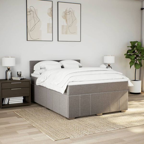 vidaXL &Kappa;&rho;&epsilon;&beta;ά&tau;&iota; Boxspring &mu;&epsilon; &Sigma;&tau;&rho;ώ&mu;&alpha; Taupe 140x200 &epsilon;&kappa;. &Upsilon;&phi;&alpha;&sigma;&mu;ά&tau;&iota;&nu;&omicron;