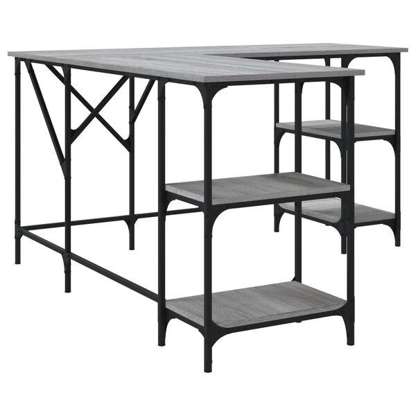 vidaXL Γραφείο Γκρι Sonoma 139x139x75 εκ. από Επεξεργασμένο Ξύλο