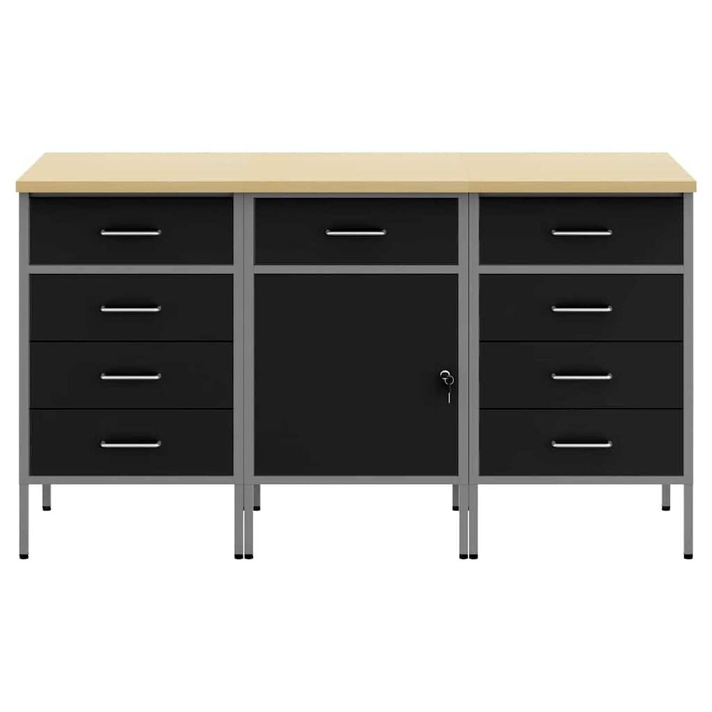 vidaXL Ντουλάπα Εργασίας 3 pcs Μαύρο και Γκρι 150 x 55 x 85 εκ