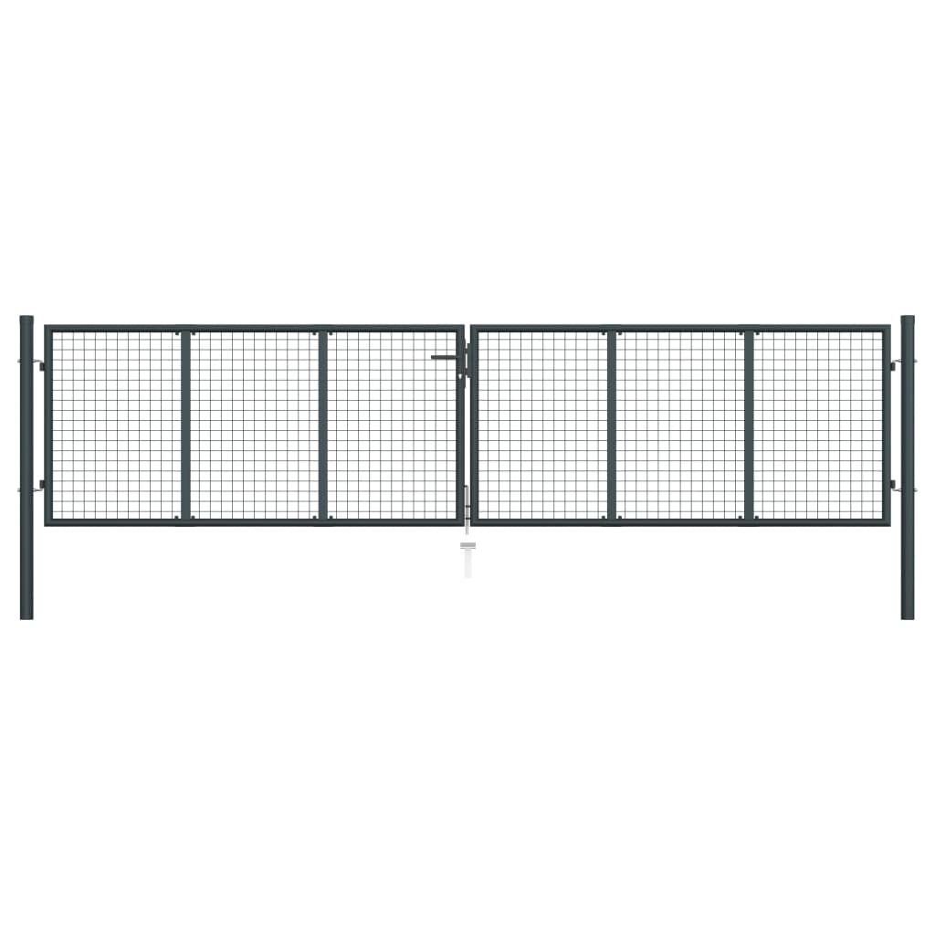 vidaXL Πόρτα Περίφραξης με Πλέγμα Γκρι 400 x 125 εκ. Γαλβαν. Χάλυβας