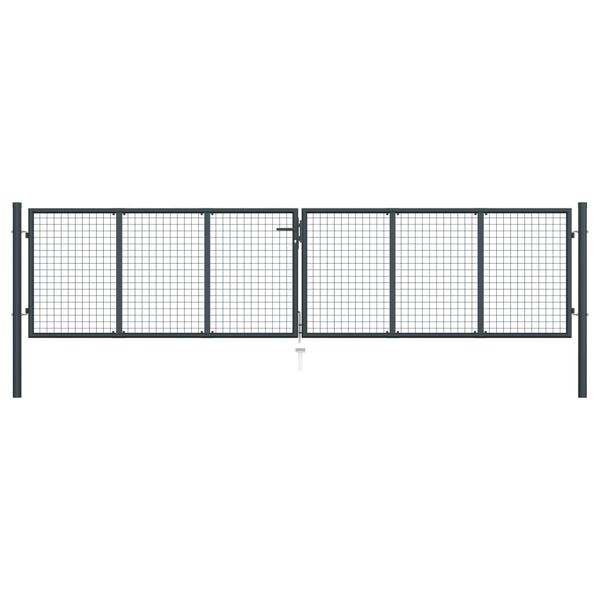 vidaXL Πόρτα Περίφραξης με Πλέγμα Γκρι 400 x 125 εκ. Γαλβαν. Χάλυβας