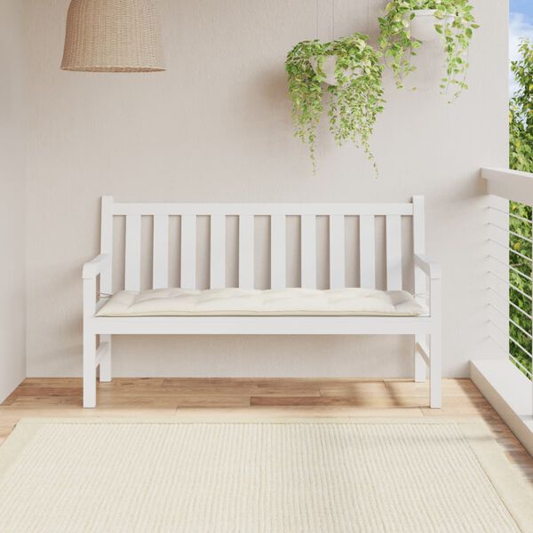 vidaXL Μαξιλάρι Πάγκου Κήπου Κρεμ 150x50x7 εκ. Ύφασμα