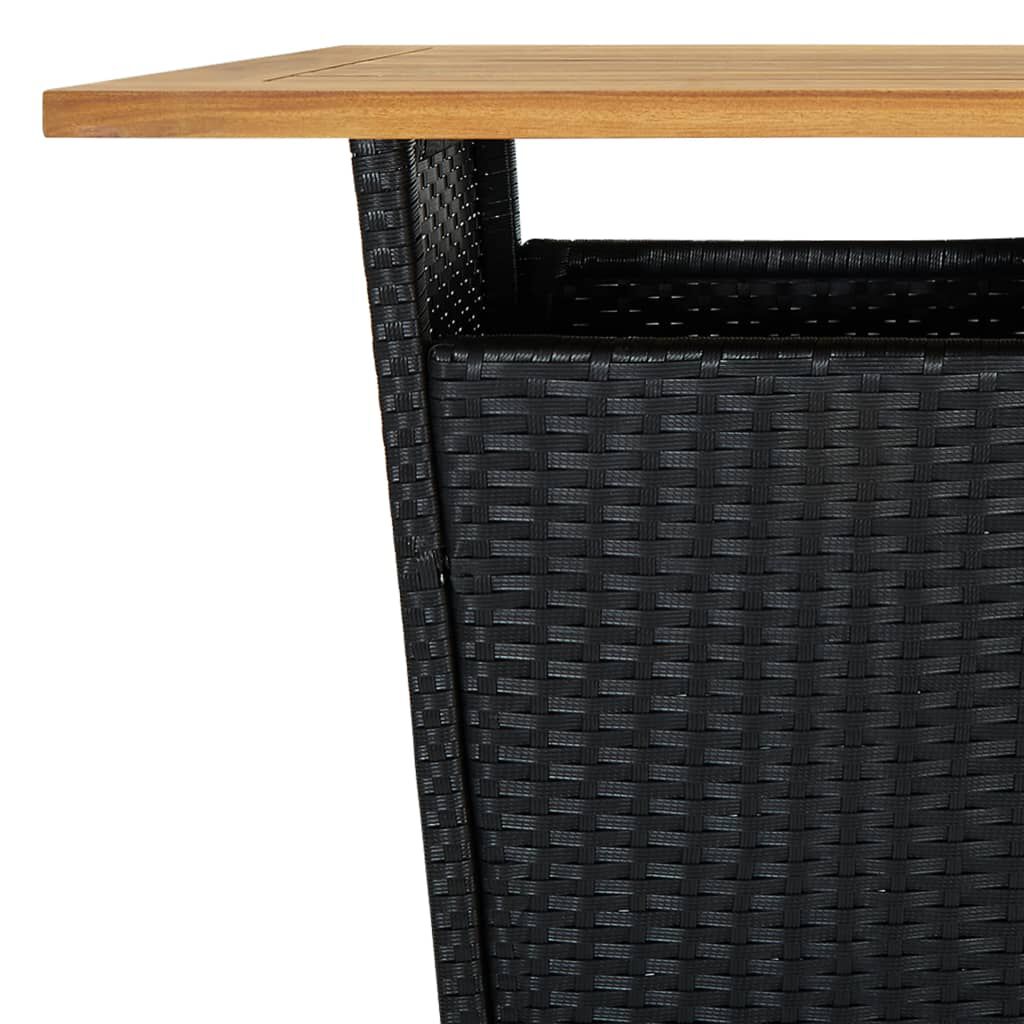 vidaXL Τραπέζι Μπαρ Μαύρο 60x60x110 εκ. Συνθετικό Ρατάν / Ξύλο Ακακίας