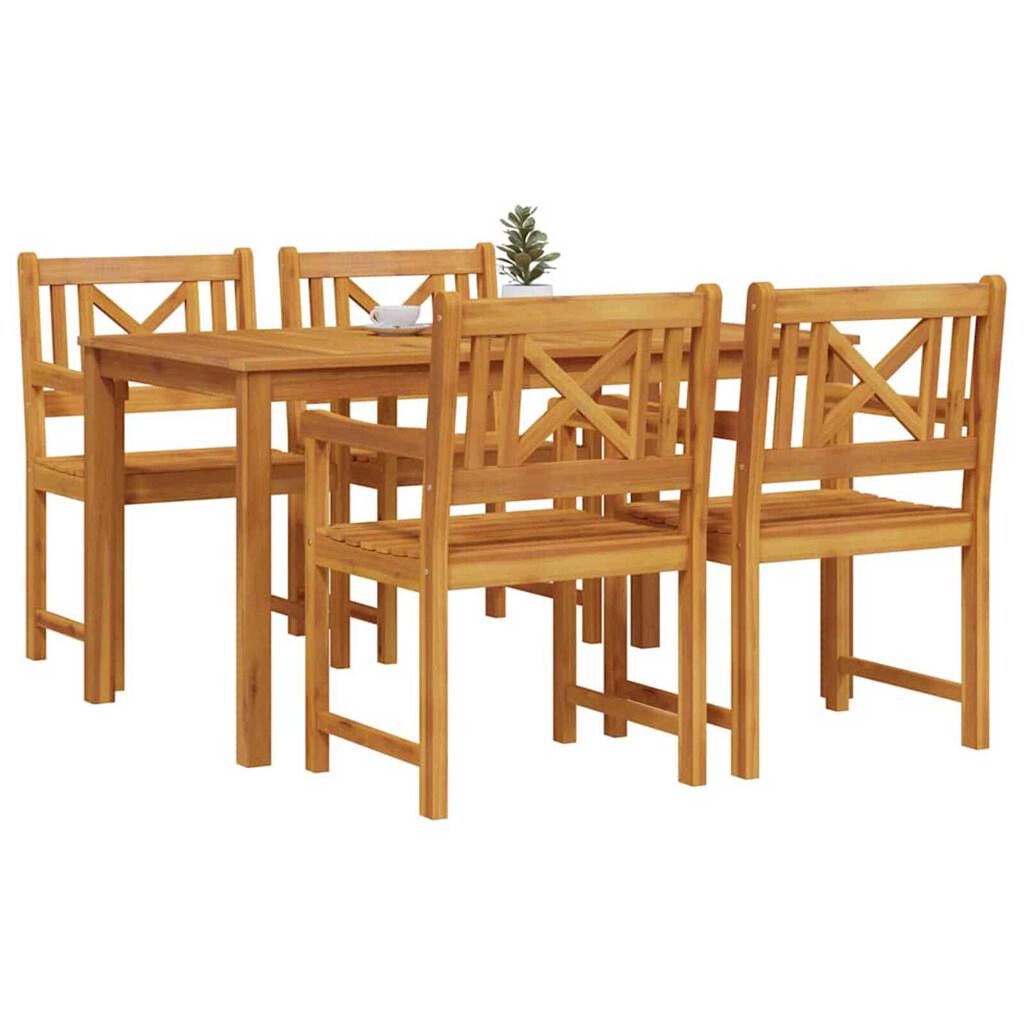 vidaXL Σέτ φαγητού για κήπο 5 pcs Καφέ Μασίφ ξύλο ακακίας