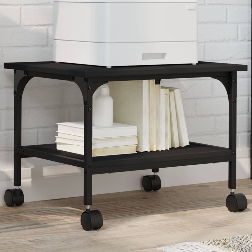vidaXL Βάση Εκτυπωτή 2 Επιπέδων Μαύρη 50x40x38 εκ. Επεξεργασμένο Ξύλο